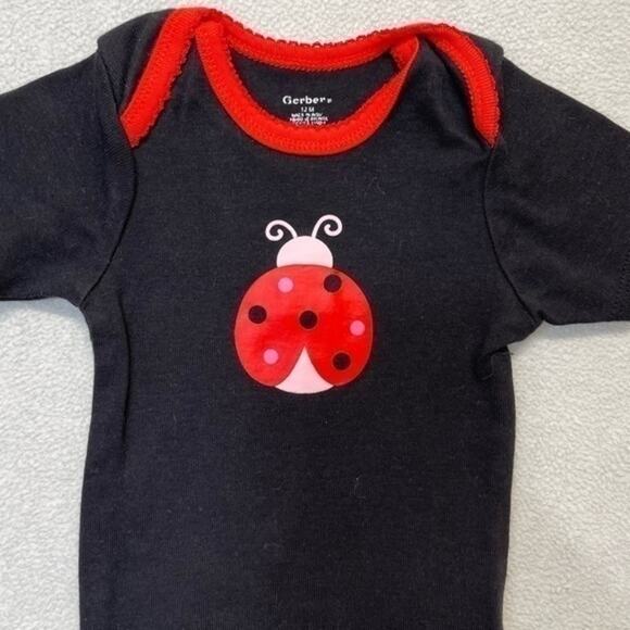 Ladybug Onesie short sleeve black bodysuit Size 12 Months - Picture 2 of 8